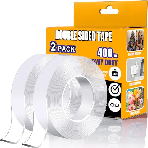 ANLOKE Double Sided Tape Heavy Duty 2 Pack, 1.2 Inch x 400