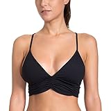 CRZ YOGA Women's Light Support Comfort Wireless Plunge Bra Strappy Bralette