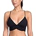 CRZ YOGA Women's Light Support Comfort Wireless Plunge Bra Strappy Bralette Black M