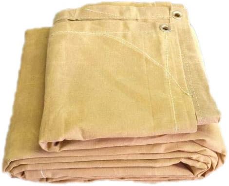 Canvas Tarp Heavy Duty, Water Resistant, 18 oz. TAN (6x8 feet)