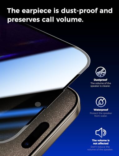 MAGIC JOHN 2 Pack for iPhone 15 Pro Max 6.7 inch Privacy Glass Screen Protector, Auto Dust-Elimination Installation, Bubble Free, Easy Installation