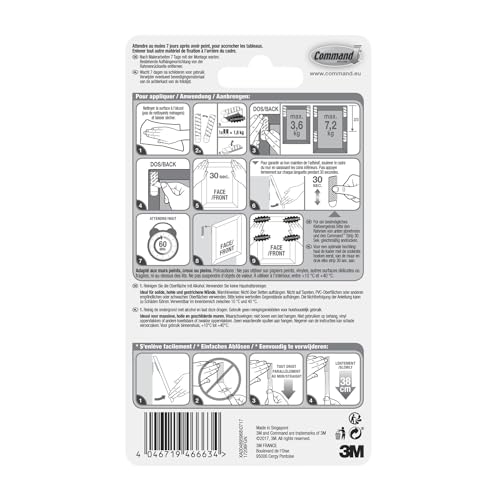 Command Tabs for Tables Medium Model, 8 x 2 Tabs, 5.4 kg, White – Damage-Free Attachment