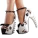 SHOW STORY White Woman Sexy Women Butterfly Print Studs Chain Peeptoe Platform Bone Heel Pumps,LF80631