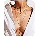 Gleamart Women Multi-Layer Sequins Choker Layered Beads Long Sweater Chain Necklace with Cross Pendant Gold