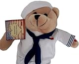 Chantilly Lane Plush Bear 11 Inch Singing Military Hero Navy Anchors Away