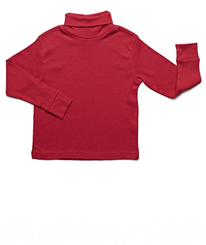 Leveret Solid Turtleneck 100% Cotton (7 Years, Red)