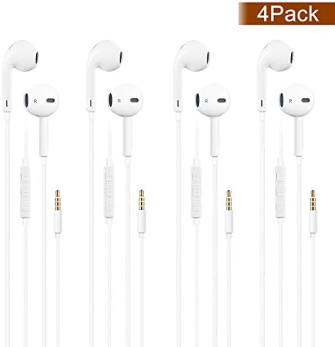 Earhix 4PACK Premium Earbuds/Earphones/Headphones with Microphone Mic &amp; Remote Control Compatible with iPhone/iPad /iPod Devices