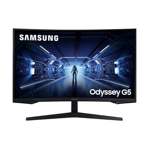 Samsung Odyssey G5 Curved Gaming Monitor C32G54TQBU, 32 Zoll, VA-Panel, WQHD-Auflösung, AMD FreeSync Premium, 1 ms (MPRT) Reaktionszeit, Bildwiederhol
