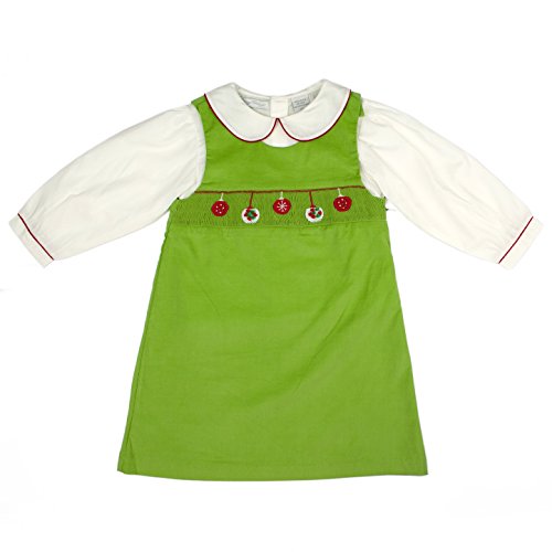 Carriage Boutique Girls Hand Smocked Holiday Dress With Blouse