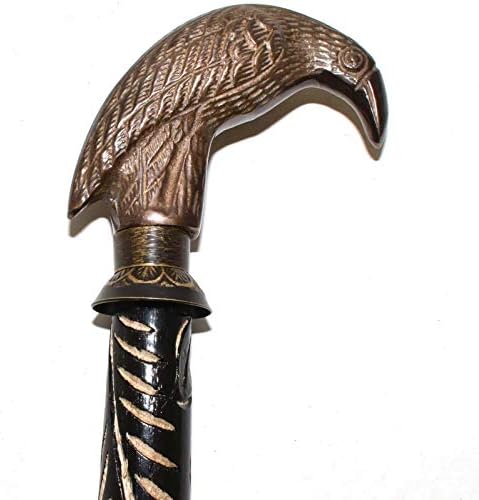 Sabri Home Gifts Brass Nautical Walking Stick Raven Crow Wood Cane Classic Style wooden Cane for Men and Women
