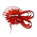 Coolr Women's Fascinators Hat Small Hairpin Feather Mesh Flower Hairclip (Red)