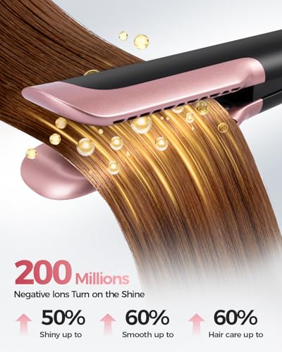 2 in 1 Air Hair Straightener and Dryer – Dry and Wet Hair Irons, No Heating Plate/No Heat Damage, 110,000 RPM Brushless Motor, 4 Temperatures and 3 Speeds, 1300W
