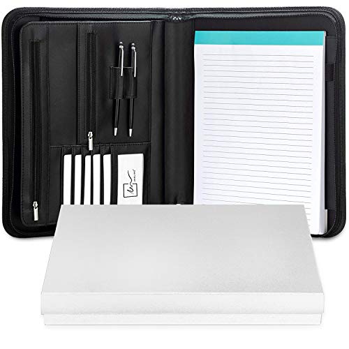 TPFOON PU Leather Padfolio Portfolio with Writing Pad, Professional Interview Portfolio Folder Zippered Business Document Organizer Holder, Interior 10.1 Inch Tablet Sleeve - Thumbnail 7