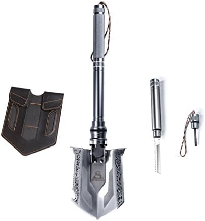 Speedman Heavy Weight Powerful Folding Shovel with Knife Fire Starter and Pretective Sheath - Folding Angle from 15 Degree to 180 Degree - 2 Pound Weight