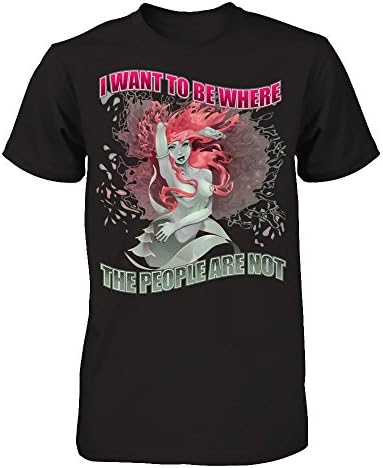 HobberryShirt Mermaid. I Want To Be Where The People Are Not T-shirt (Medium, Black)