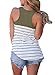 FARYSAYS Women's Summer Sleeveless Color Block Striped Racerback Casual Tank Tops Green