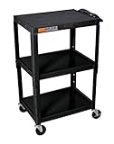 H WILSON W42AE Adjustable Height AV Cart, Black