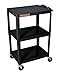 H WILSON W42AE Adjustable Height AV Cart, Black