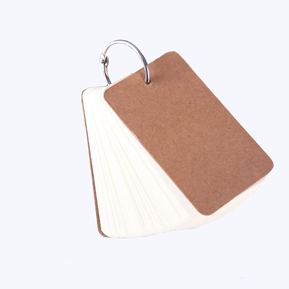 TOP-MAX Flash Cards, 1 Pack 50 Sheets Mini Blank Study Cards Revision Cards Index Cards with Binder Ring for School Learning Memory Study Note (White)