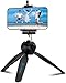 Fugetek Portable Mini Tripod Stand, with Phone Mount, Lightweight, Adjustable, Use for Selfies, Video, Facetime, Livestream, Compatible with iPhone, Android, GoPro, Digital Camera Black