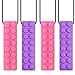 Accmor 4 Pack Sensory Chewing Necklace for ADHD, Teething, Autism, Biting, Oral Motor Chewy Stick/Tube Toy Jewelry for Boys, Girls, Adults, Toddlers(Purple, Pink)