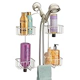 mDesign Metal Hanging Bath and Shower Caddy Organizer for Hand Held Shower Head and Hose - Storage for Shampoo