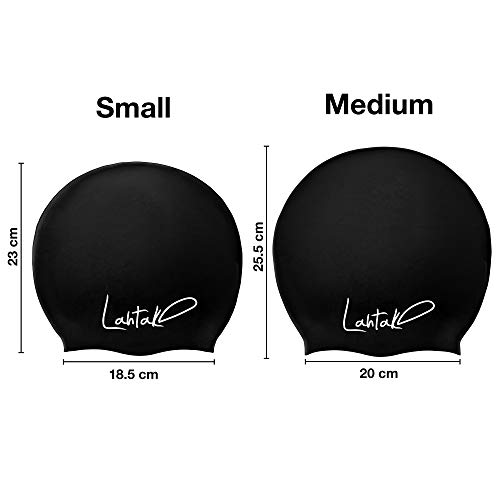 Swim Caps for Long Hair Kids - Swimming Cap for Girls Boys Kids Teens with Long Curly Hair Braids Dreadlocks - 100% Silicone Hypoallergenic Waterproof Swim Hat (Black, Medium)