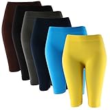 Solid Knee Length Short Spandex Yoga Leggings 6 Pack