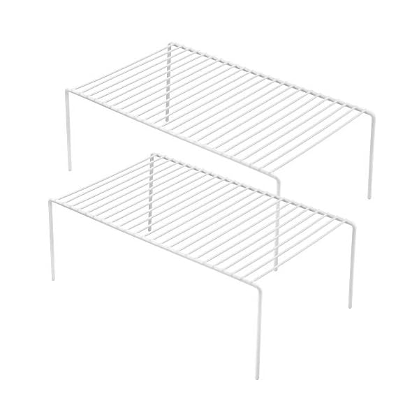 iPEGTOP-Cupboard-Organiser-Cabinet-Shelf-Rustproof-Stainless-Steel-Home-and-Kitchen-Storage-Shelf-Wire-Rack-for-Kitchen-Cabinets-Dish-Drainer-Pantry-Countertops-Fridge-Food-and-Utensils-White iPEGTOP 2 Pack Large (40 x 24 cm) Freezer Cabinet Storage Shelf Rack, Rustproof Stainless Steel Kitchen Organizer Space…