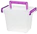 IRIS USA 2.3 Quart Modular Latching Box-Purple Handle, Clear, 1 Pack