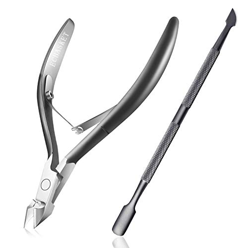 Cuticle Trimmer with Cuticle Pusher - ECBASKET Cuticle Cutter Clipper Nipper Dead Skin Remover Scissor Plier Durable Manicure Pedicure Tools for Fingernails and Toenails Gray - Thumbnail 7