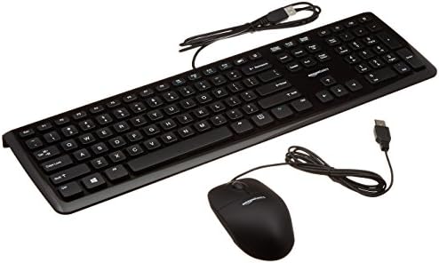 AmazonBasics Wired Keyboard and Wired Mouse, Pack of 10