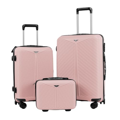 Kit 3 Mala e Frasqueira De Viagem 14 20 24 Polegadas 10Kg e 23Kg Bordo Despacho P4 (Rose Gold)