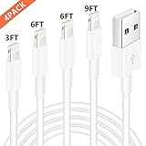 iPhone Charger, Lightning Cable, MFi Certified 4 Pack 3FT 6FT 6FT 9FT Charger Cord Charging Cable Charger Compatible with iPhone Xs MAX XR X 8 8 Plus 7 7 Plus 6s 6s Plus 6 6 Plus and More