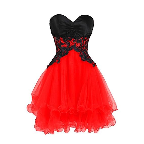 Gothic-Black-Lace-Short-Formal-Prom-Homecoming-Dress-Cocktail-Gown-Red-US-4