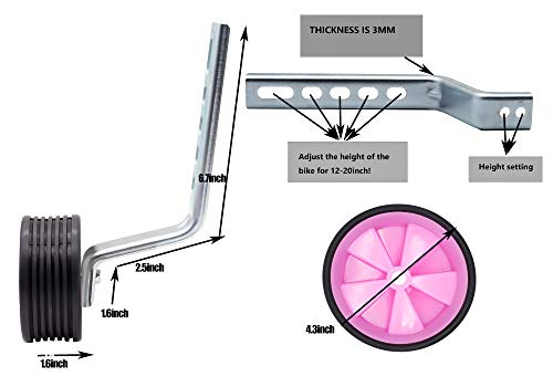 MOSHAY Bicycle Training Wheels Fits 16 18 20 22 24 inch Kids Variable Bike (C-Pink)