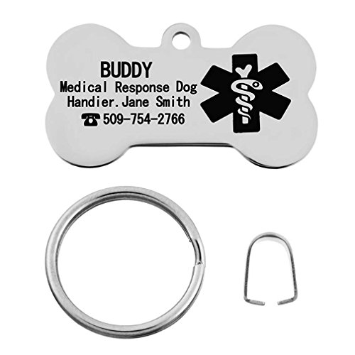 MJartoria Stainless Steel Personalized Medical Bone Shape Pet Dog ID Tags - Thumbnail 4