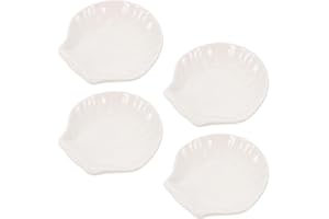 Kichvoe Shell Shaped Ceramic Tea Bag Holder Set of 4 with Spoon Rest and Sauce Dish for Tea Bag Storage and Party Use 2.95X2.
