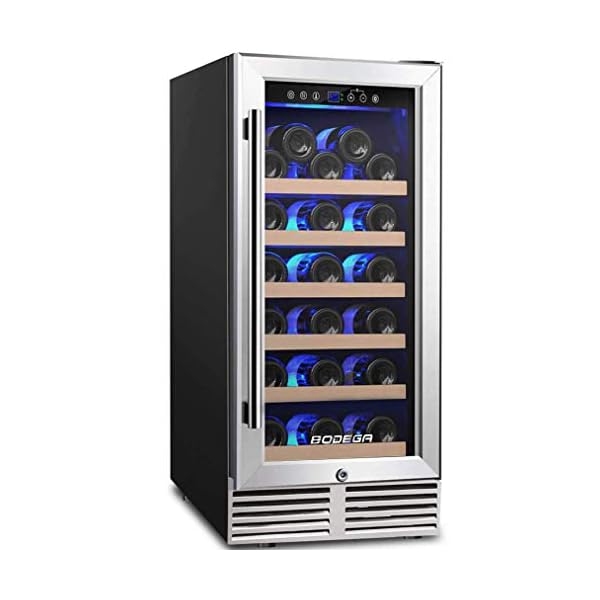 BODEGA-15-Wine-CoolerBuilt-in-or-Freestanding-Wine-Refrigerator-31-Bottle-Fits-large-Bottle-like-Champagne-and-WineSingle-Zone-Temperature-Memory-Function-With-Stainless-Steel-HousingGlass-Door