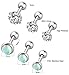 YOVORO 6Pcs 16G 316L Stainless Steel Stud Earrings for Women Cartiliage Earring Tragus Helix Piercing Created-Opal 3/4/5MM