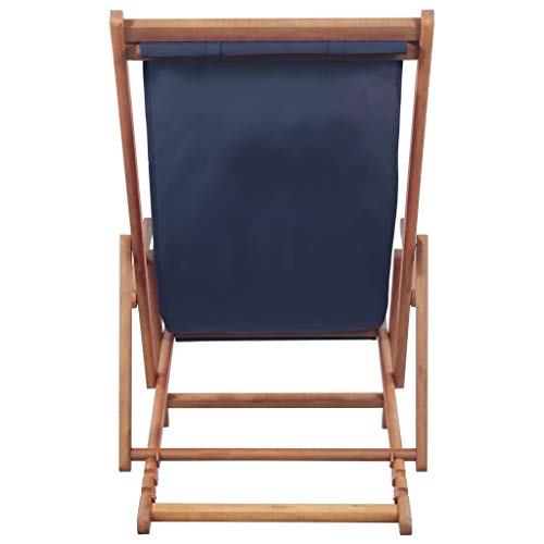 vidaXL Holz Liegestuhl Stoff Blau Sonnenliege Strandliege Gartenliege Liege – Bild 5