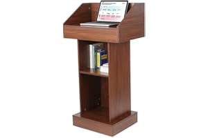 BGEDL Wood Podium, Floor Standing Podium Speaking Lectern Stand, Portable Podium Stand Reception Desk with Storage, Wooden Podium Pulpit for Churches Classroom Office