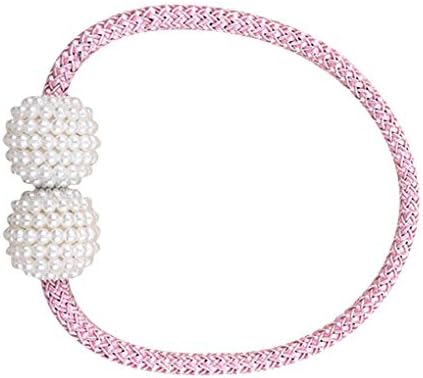 Vkospy 1 Pair Pearl Beads Round Curtains Tieback Magnet Buckle Strap Magnetic Curtain Holder