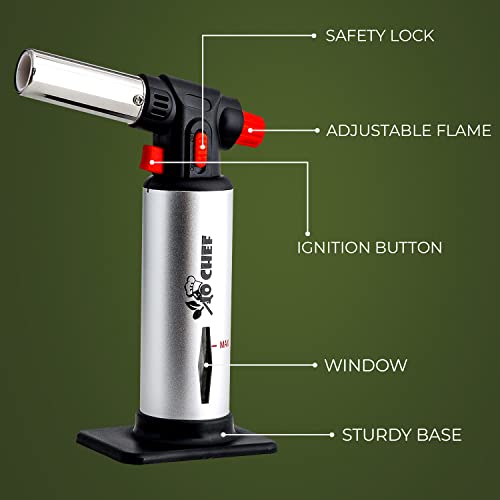 Jo Chef Kitchen Torch, Blow Torch Refillable Butane Torch With Safety