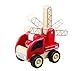 Wonderworld Miniature Wooden Fire Engine Vehicle Push Toy -  Movable Ladder, Driver Included, Real Rubber Tires