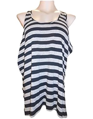 Women's Racer back Sleep Tank, Large, Gray/Black