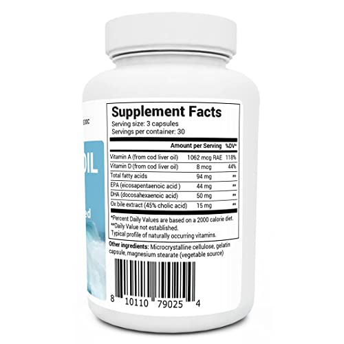 Dr. Berg Cod Liver Oil Capsules from Wild Caught Cod No Smells or Bad