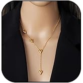 bike8 Gold Heart Necklace for Women Long Heart Lariat Y Necklace Dainty Gold Heart Pendant Necklaces Birthday Party Jewelry