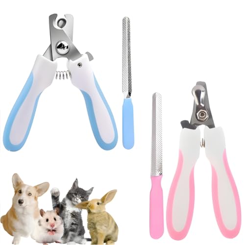 Cortador de Unhas Premium para Pets Cachorro Gato com Lixa Kit 2 Peças em Aço Inoxidável Alicate de Higiene Ferramenta de Cuidados Porte Pequeno Médio Grande