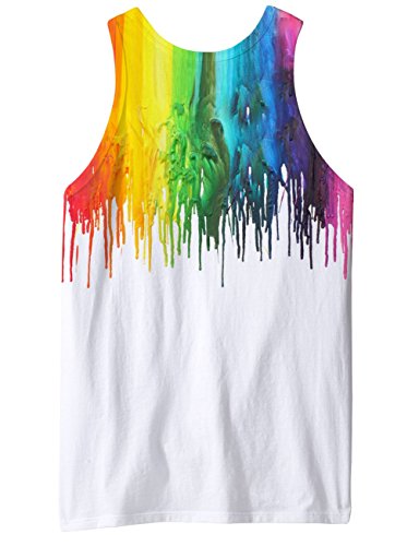 RAISEVERN Mens Tank Top 3D Melting White Print Funny Pattern Realistic Underwaist Gym Vest Shirts for Jogging X-Large